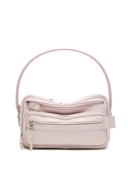 ACNE STUDIOS сумка Small Camero гладкая розовая кожа серебро маленькая СК-01591