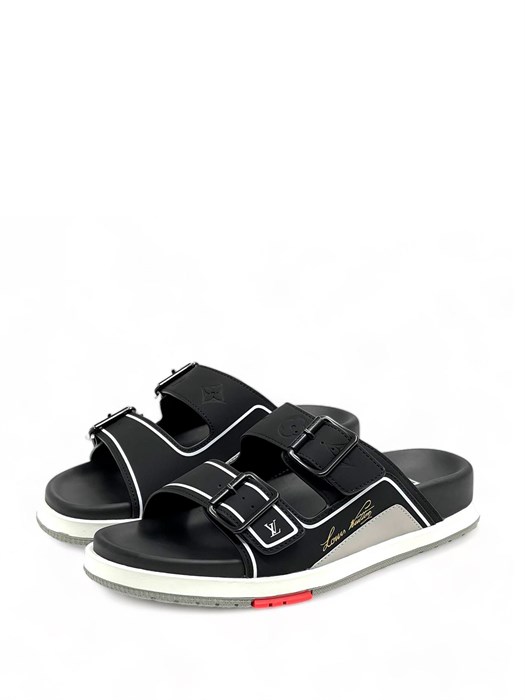 LV тапочки Мюли LV Trainer черные на белой подошве ОЛ-2568
