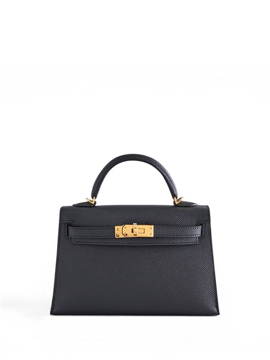 HERMES сумка mini Kelly 19 см кожа Эпсом черная золото СК-00769