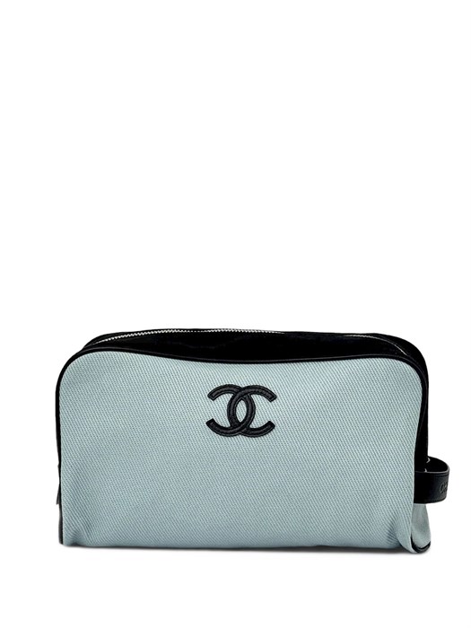 CHANEL косметичка текстиль голубая большая НС-01708