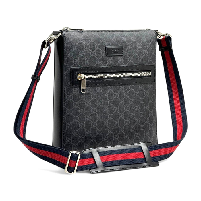 GUCCI мессенджер канва в серой монограмме с боковым карманом на молнии МС-1854