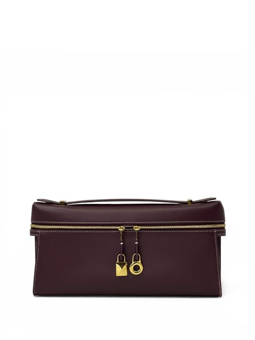 Loro Piana клатч гладкая бордовая кожа золото СК-00621