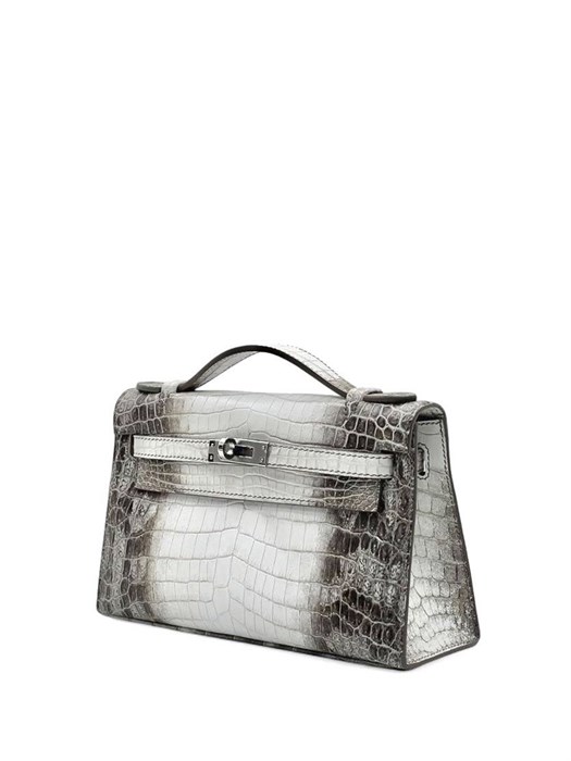 HERMES сумка MINI KELLY 22 см гималаи кожа крокодила серебро СК-00694