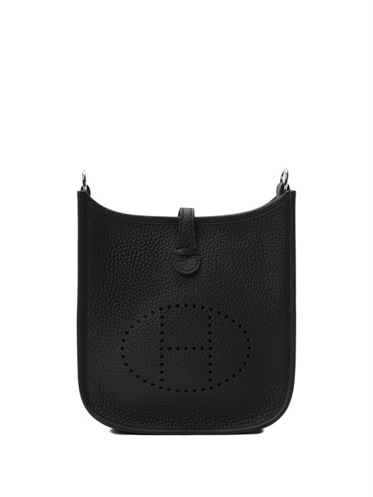 HERMES сумка Evelyne mini кожа Того 16 см черная серебро СК-01039
