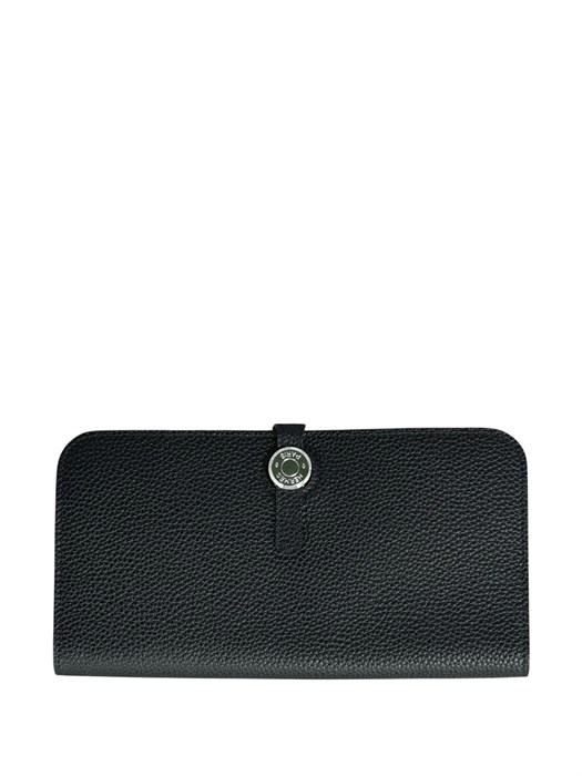 HERMES кошелек кожа Того с хлястиком черный внутри визитки КЛ-01665