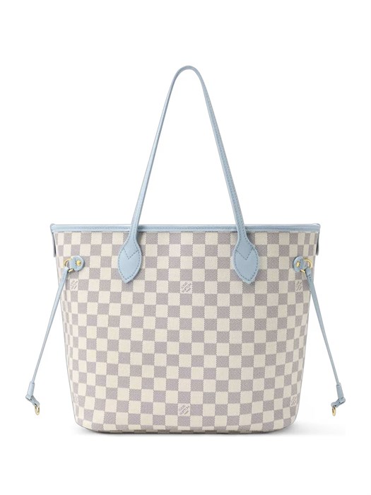 LV сумка тоут Neverfull Inside Out MM белая шашка бежевая ткань маленькая СК-01721
