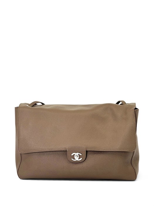 CHANEL сумка Maxi Flap 38 см кожа того коричневая большая золото СК-01582