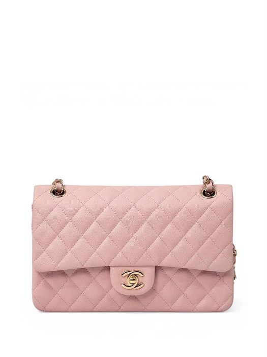 CHANEL сумка 2.55 кожа икра в клетку 25 см розовая золото СК-01356