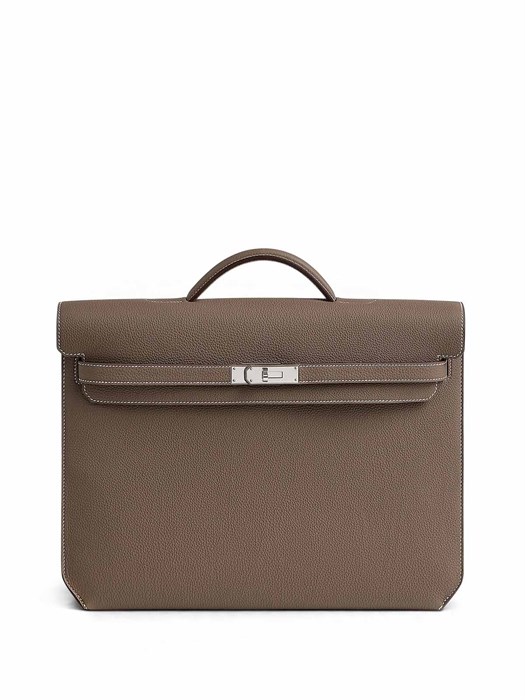 HERMES Портфель того коричневый мягкий с клапаном с замком на двух лямках ПР-1558