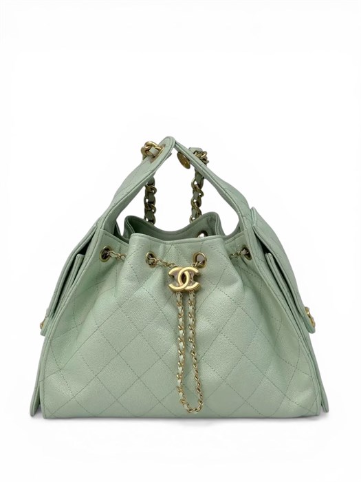 CHANEL сумка Hobo 26 см кожа икра мятная золото СК-01244