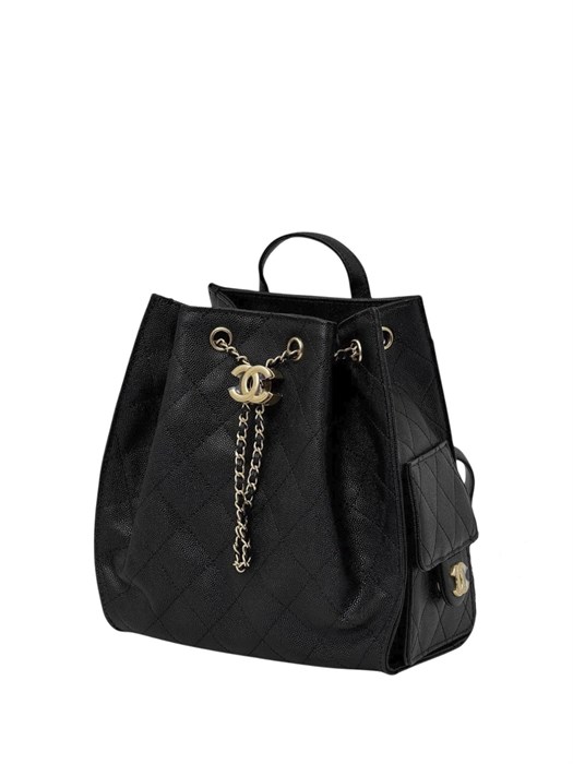 CHANEL рюкзак кожа икра черный золото РК-01034