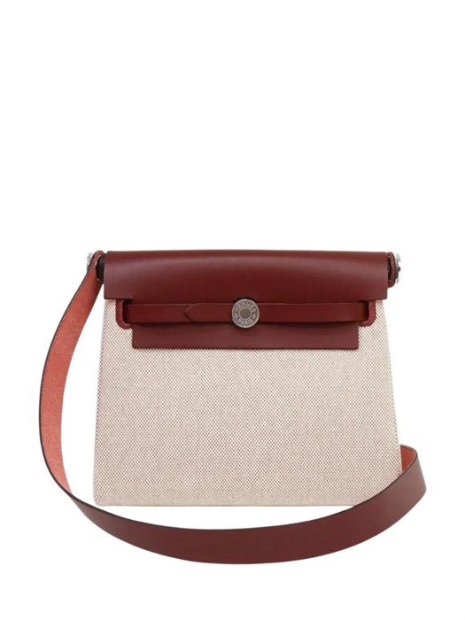 HERMES Herbag Mini 20 см текстиль бежевая серебро СК-01044