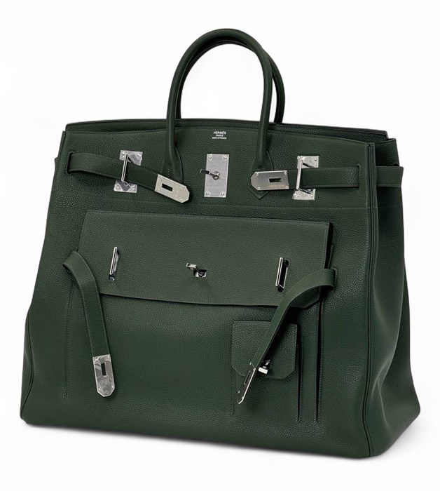 HERMES Birkin 50 см сумка зеленая кожа того серебро СК-00401