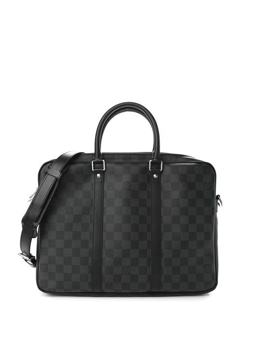 LV портфель Voyage с ремнем серая шашка маленький ПР-0393
