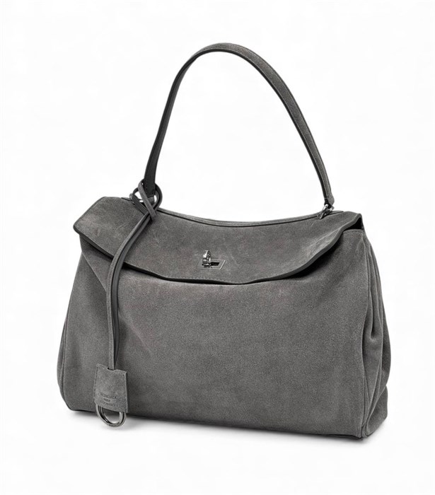 BALENCIAGA сумка Rodeo Medium замша серая серебро СК-00319