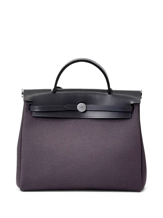 HERMES Herbag сумка 31 см серый текстиль серая кожа серебро СК-01447