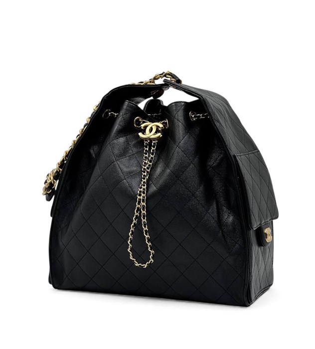 CHANEL сумка Hobo кожа икра черная золото СК-00298