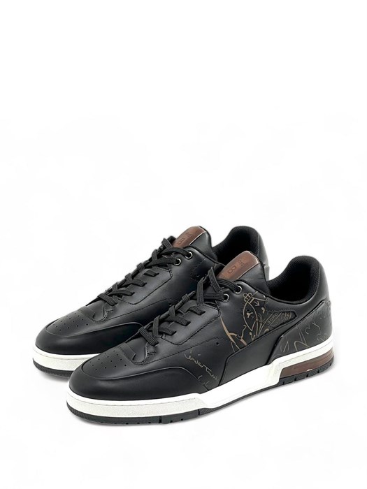 BERLUTI кеды черные с фирменным рисунком ОС-2265