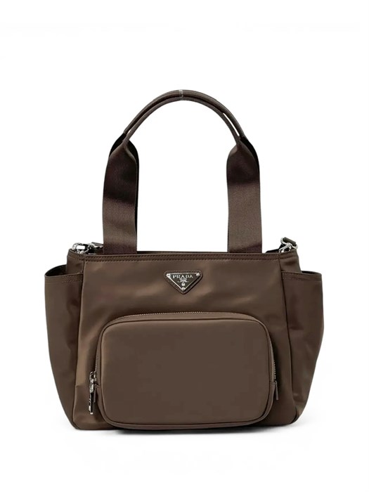 PRADA сумка нейлон карман на молнии спереди коричневая СК-01373