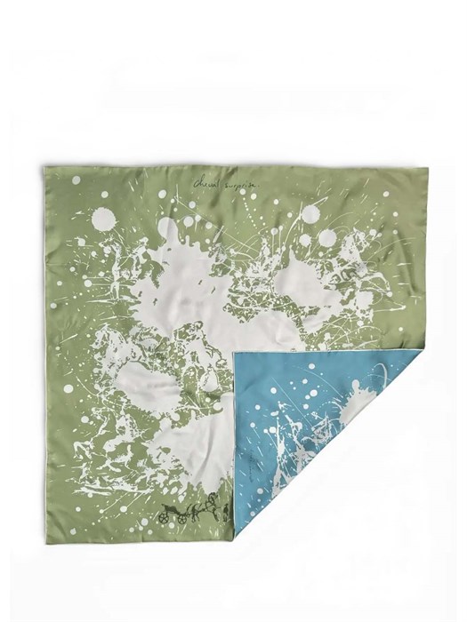 HERMES платок 90x90 см шелк зеленый ПЛ-01399