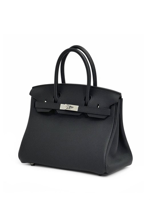 HERMES Birkin 30 см сумка черная кожа того серебро СК-00400