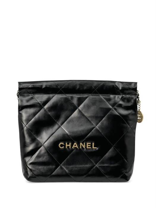 CHANEL сумка 22 small в клетку гладкая кожа черная СК-01365