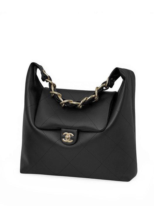 CHANEL сумка с клапаном черная золото СК-01033