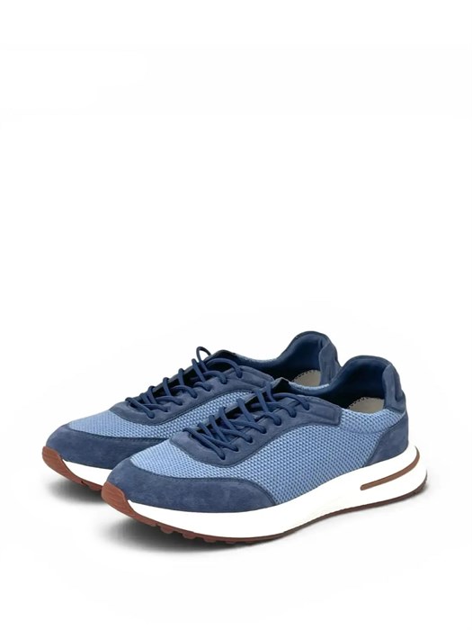 LORO PIANA кроссовки текстиль и замша синие ОС-01452