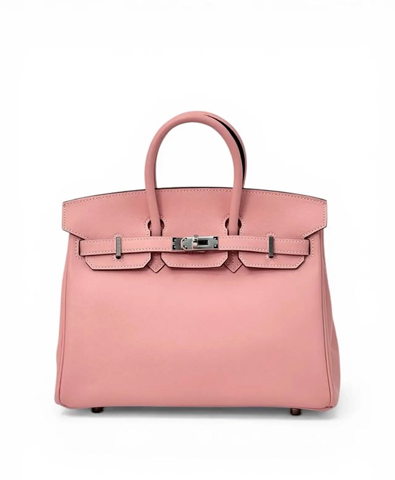 HERMES сумка Birkin 25 см гладкая кожа розовая серебро СК-01352