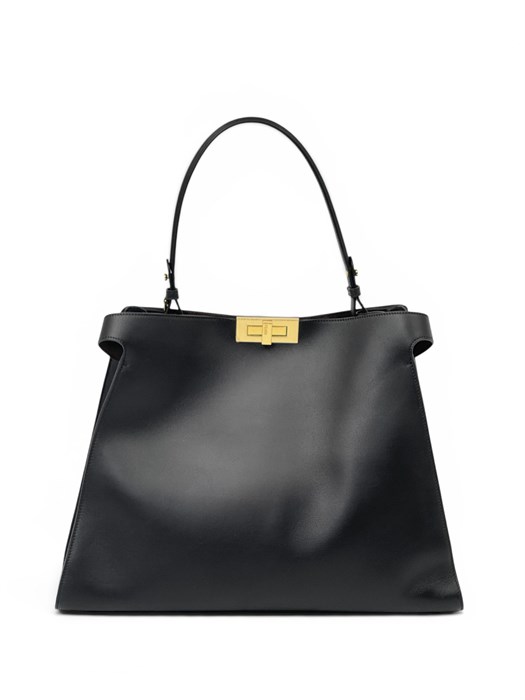 FENDI сумка Peekaboo гладкая кожа коричневая золото большая СК-01749