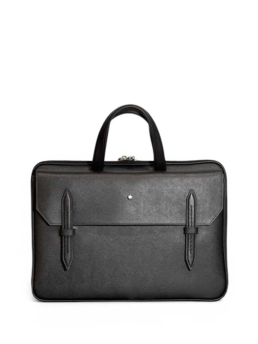 MONTBLANC портфель на молнии кожа сафьяно с клапаном черный ПР-01304