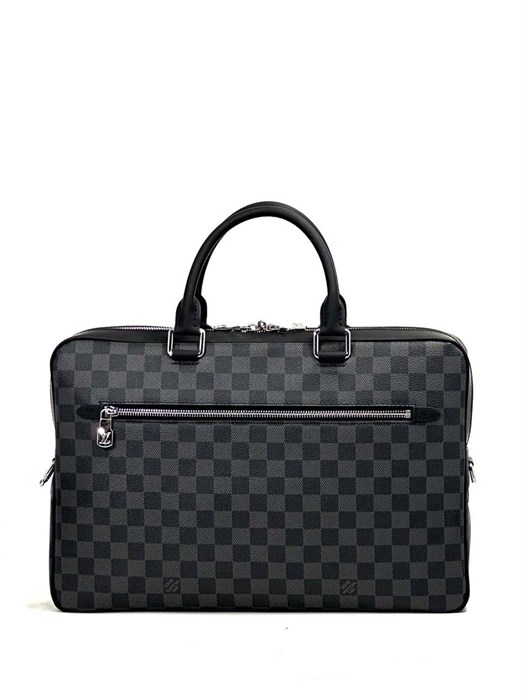 LV портфель PORTE-DOCUMENTS BUSINESS MM  отделение на молнии серая шашка ПР-0960