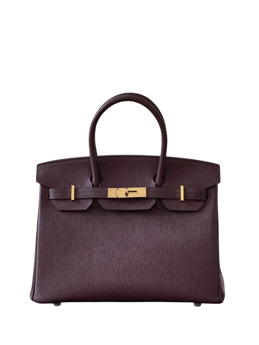 HERMES Birkin 30см бордовая кожа Волынка золото СК-01292