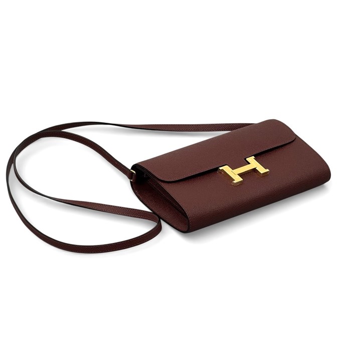 HERMES клатч кожа Эпсом бордовый золото СК-00869