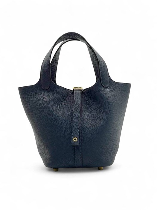HERMES Picotin 18 см сумка синяя золото СК-00438