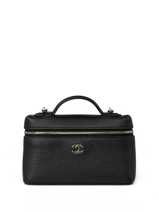 CHANEL сумка Vanity с ручкой кожа Того черная золото СК-01726