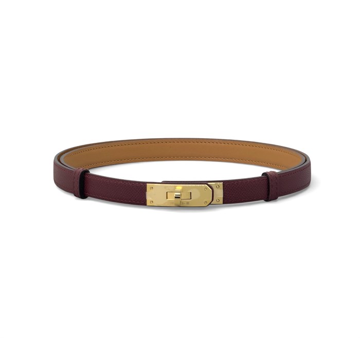 HERMES ремень Келли эпсом бордовый золото РМ-00543