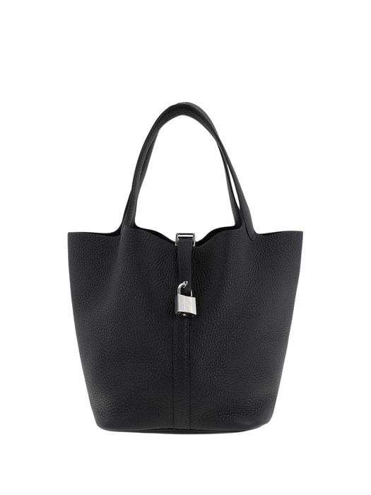 HERMES Picotin 18 см сумка черная серебро СК-00747
