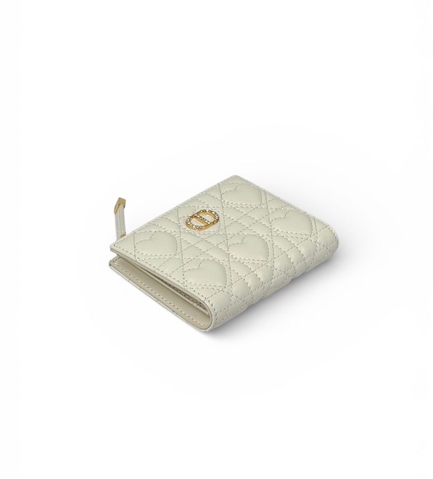 DIOR кошелек на кнопке с сердцами молочный золото КЛ-01051
