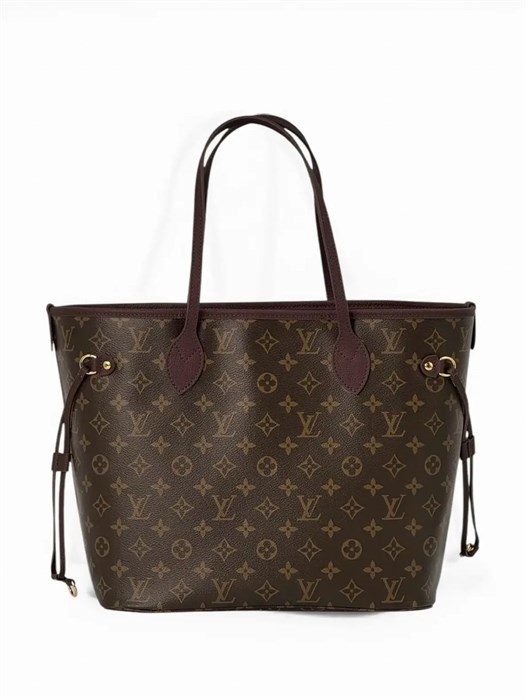 LV сумка тоут Neverfull коричневая канва монограмма фиолетовая кожа того маленькая СК-01322