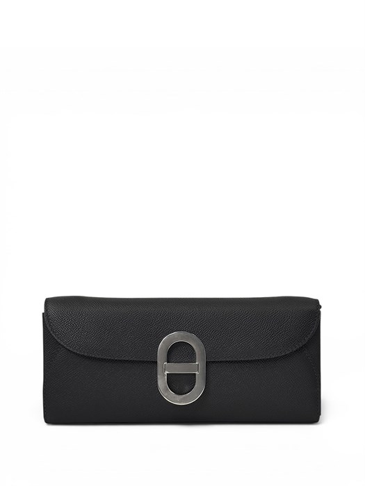 HERMES клатч черный эпсом серебро СК-00396