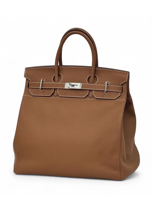 HERMES сумка Hac 40 см кожа Того кэмел серебро СК-00461