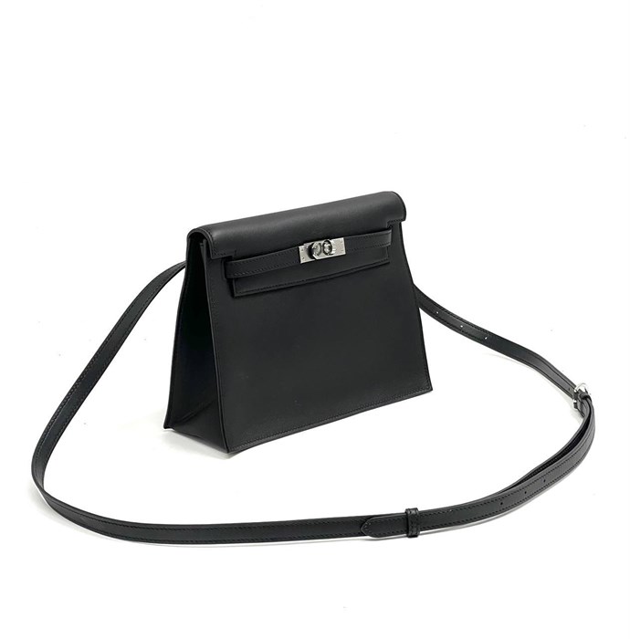 HERMES сумка Kelly Dance кожа черная серебро СК-00743