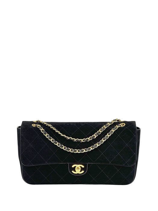 CHANEL сумка замша черная на золоте 32 см СК-01753