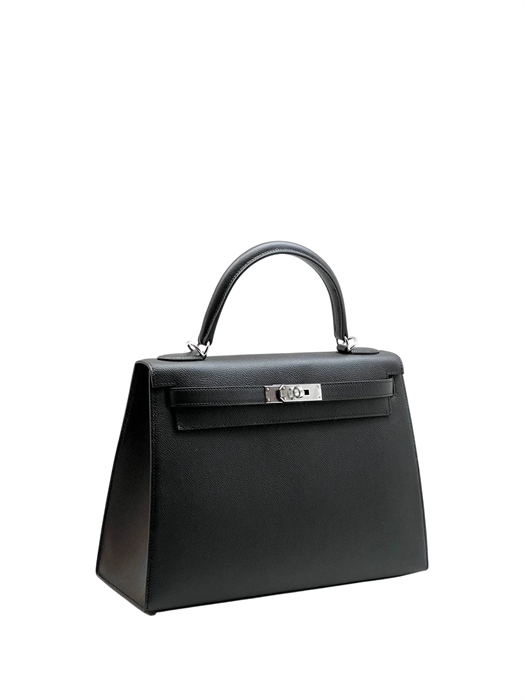 HERMES сумка Kelly кожа Эпсом 32 см черная фурнитура серебро СК-9994