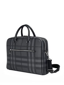 {{photo.Alt || photo.Description || 'BURBERRY портфель маленький толстый карман на молнии спереди клетка ярко-серый'}}