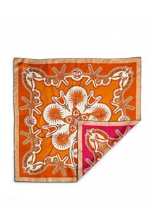 HERMES платок 90x90 см шелк оранжевый ПЛ-01401