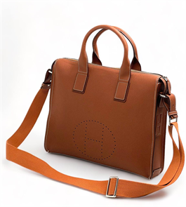 HERMES портфель коричневый с перфорацией в виде лого бренда ПР-2250