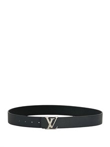 LV ремень кожа того черно-синий двухсторонний пряжка LV серебро в белую шашку РМ-1524