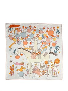 HERMES платок 90x90 см шелк белый ПЛ-01405